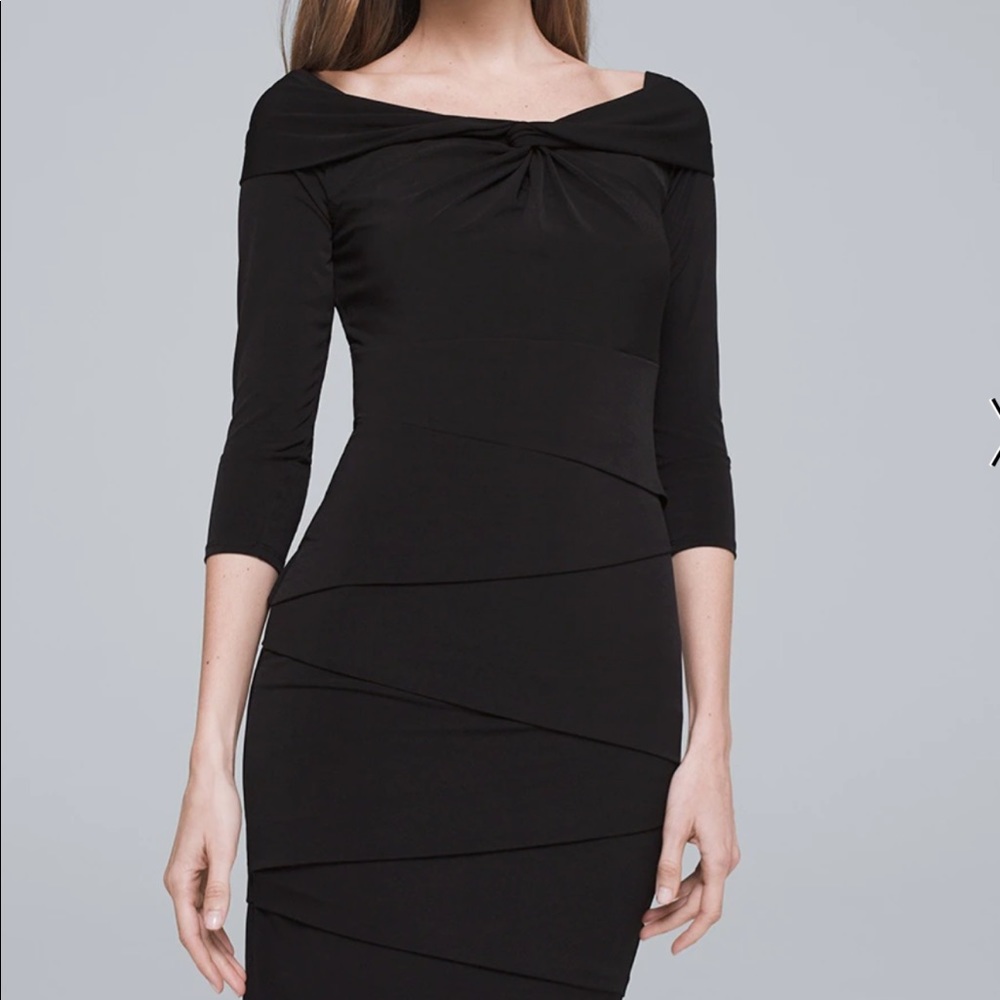 🔥WHITE HOUSE BLACK MARKET🔥OFF-THE-SHOULDER TIERED BLACK DRESS SIZE 0 NWT